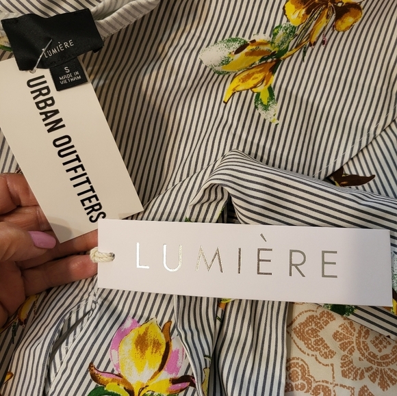 NWT Large Floral Striped One-Shoulder Top Lumiere Urban Outfitters Top - Picture 9 of 16